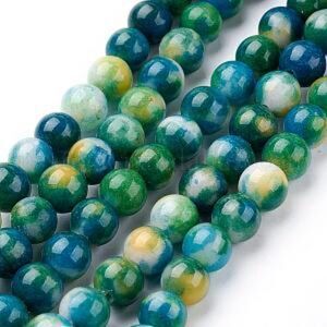 6MM Dyed Jade Blue Green Mix Beads-ONE Gemstone Bead Strand-Jewelry Making NWT
